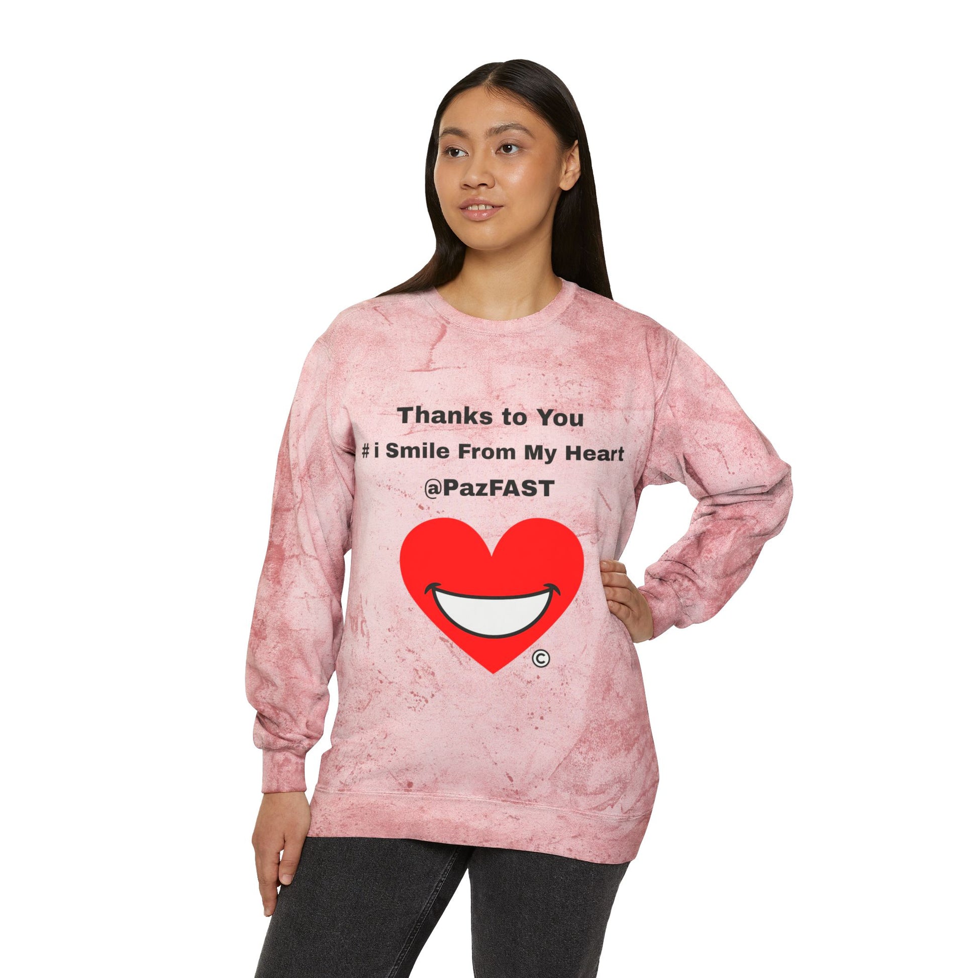 Unisex Color Blast Crewneck Sweatshirt | Extend Total *Kindness with "Paz FAST, The Love Solution" - The Love Solution