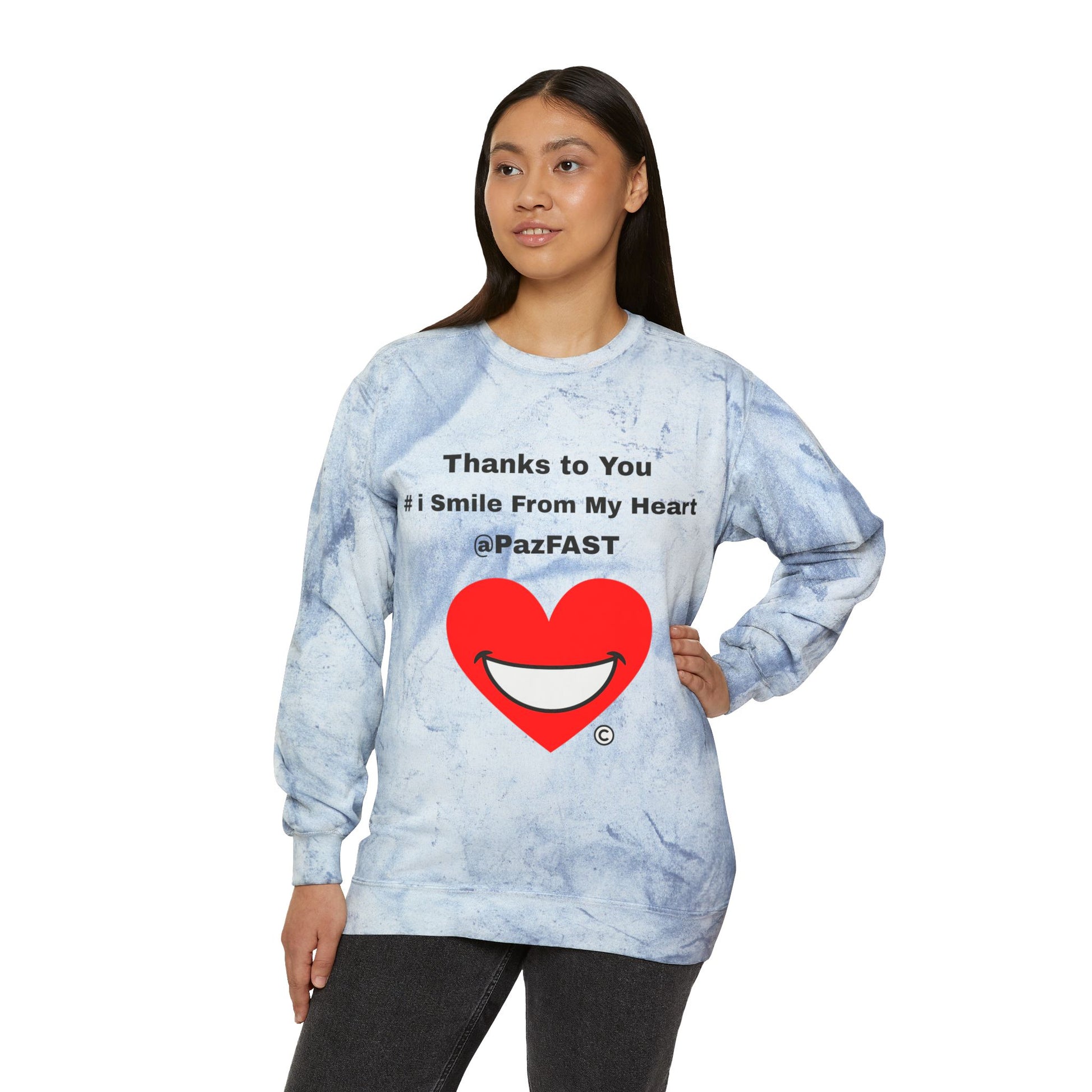 Unisex Color Blast Crewneck Sweatshirt | Extend Total *Kindness with "Paz FAST, The Love Solution" - The Love Solution