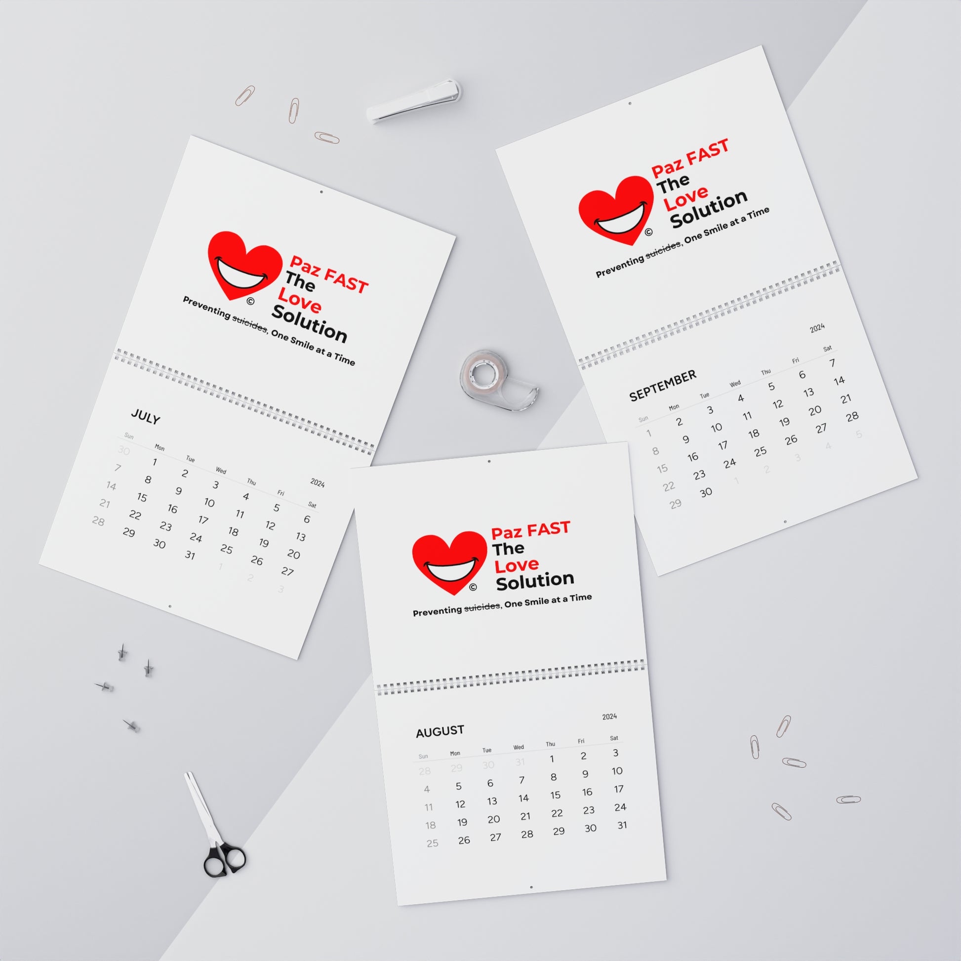 Wall Calendars (2024) | Extend Total *Kindness with "Paz FAST, The Love Solution" - The Love Solution