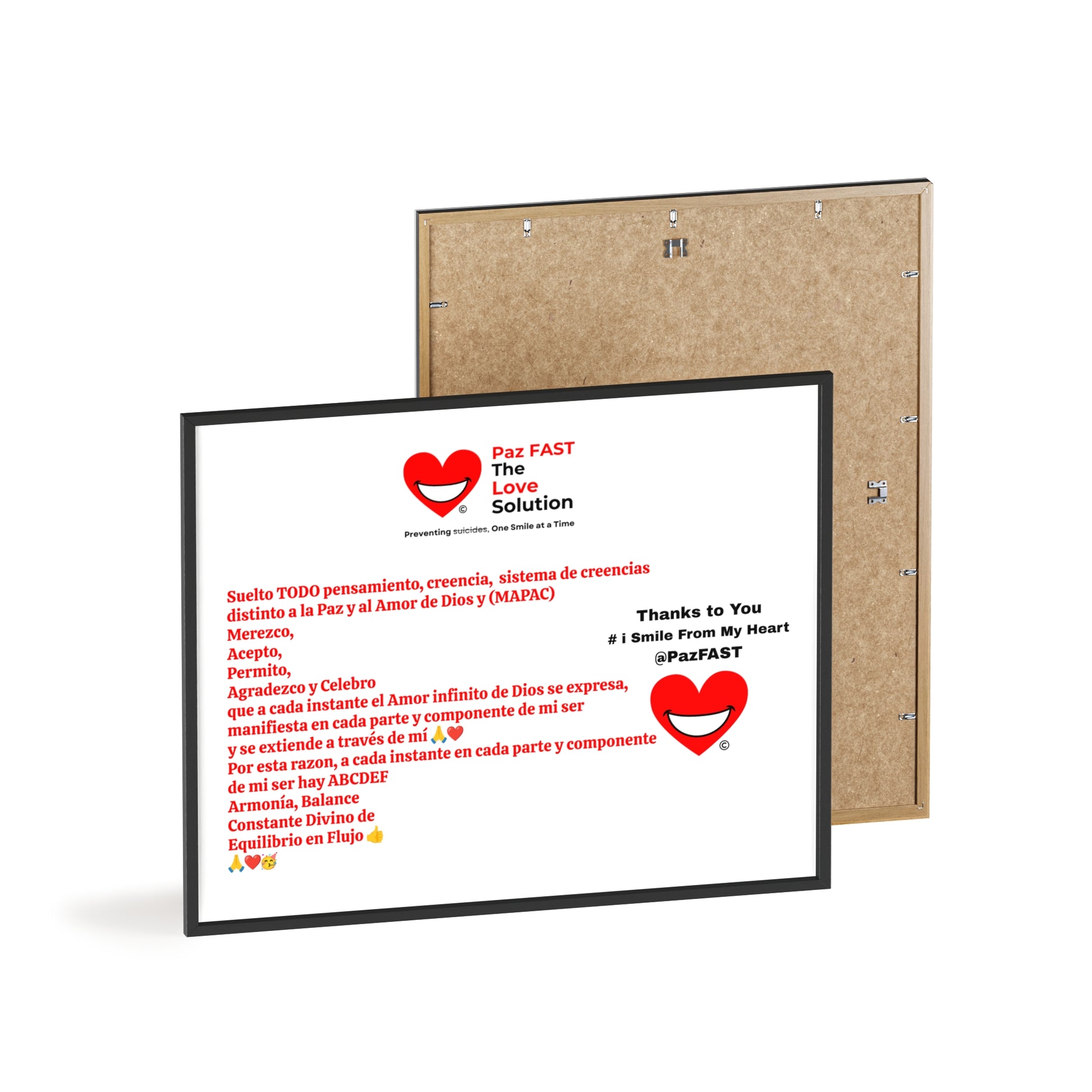 Wooden Frame Posters | Extend Total *Kindness with "Paz FAST, The Love Solution" - The Love Solution