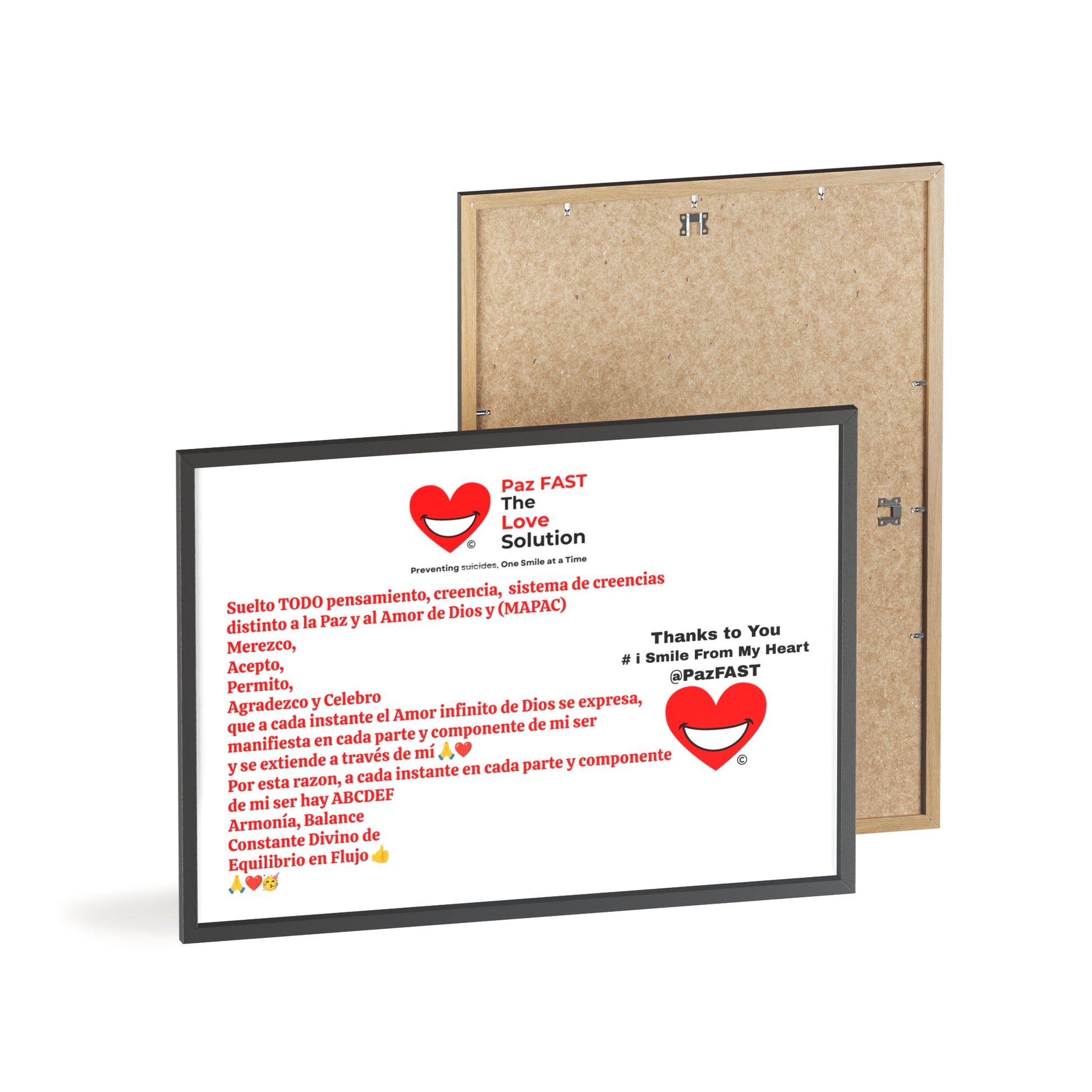 Wooden Frame Posters | Extend Total *Kindness with "Paz FAST, The Love Solution" - The Love Solution