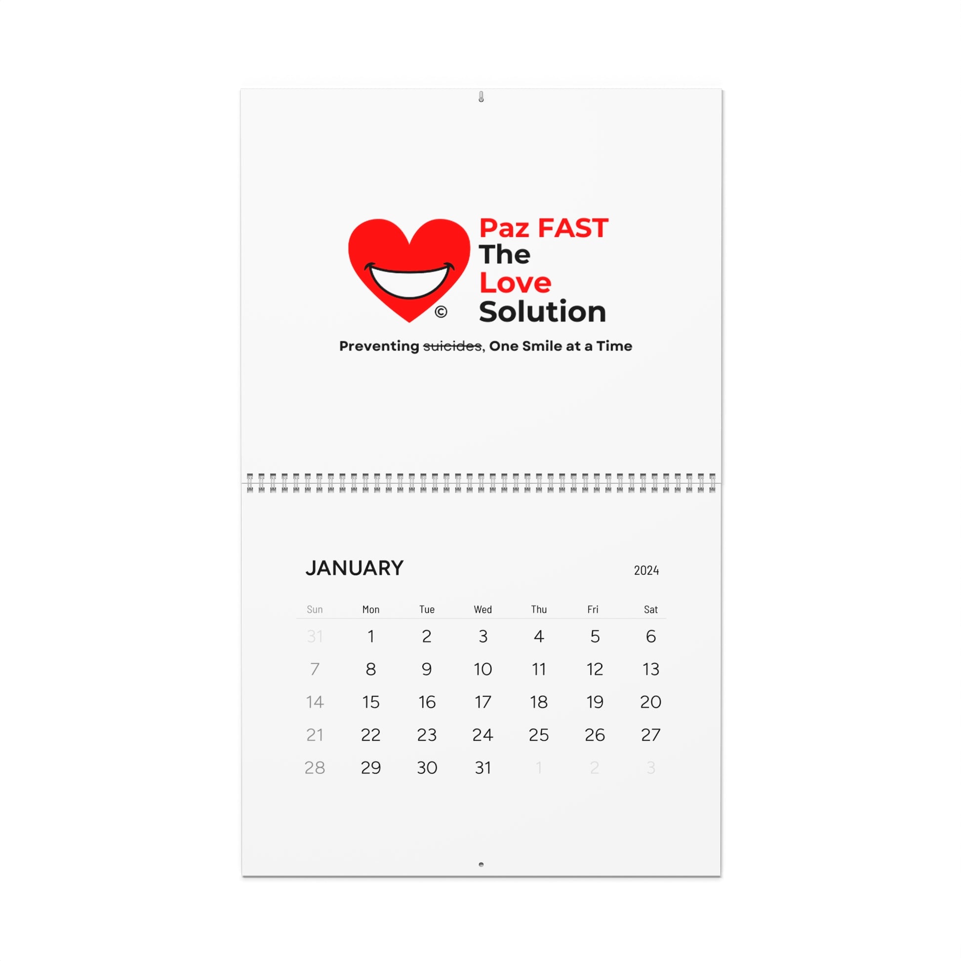 Wall Calendars (2024) | Extend Total *Kindness with "Paz FAST, The Love Solution" - The Love Solution