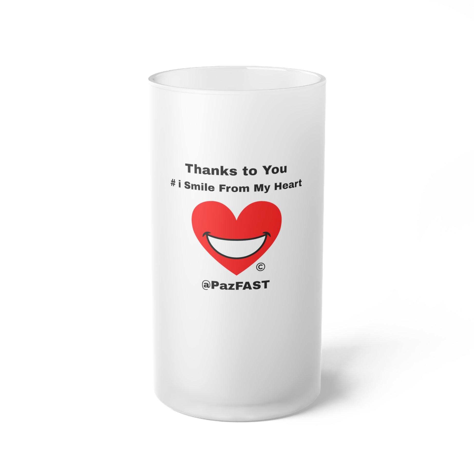 Frosted Glass Beer Mug | Extend Total *Kindness with "Paz FAST, The Love Solution" - The Love Solution