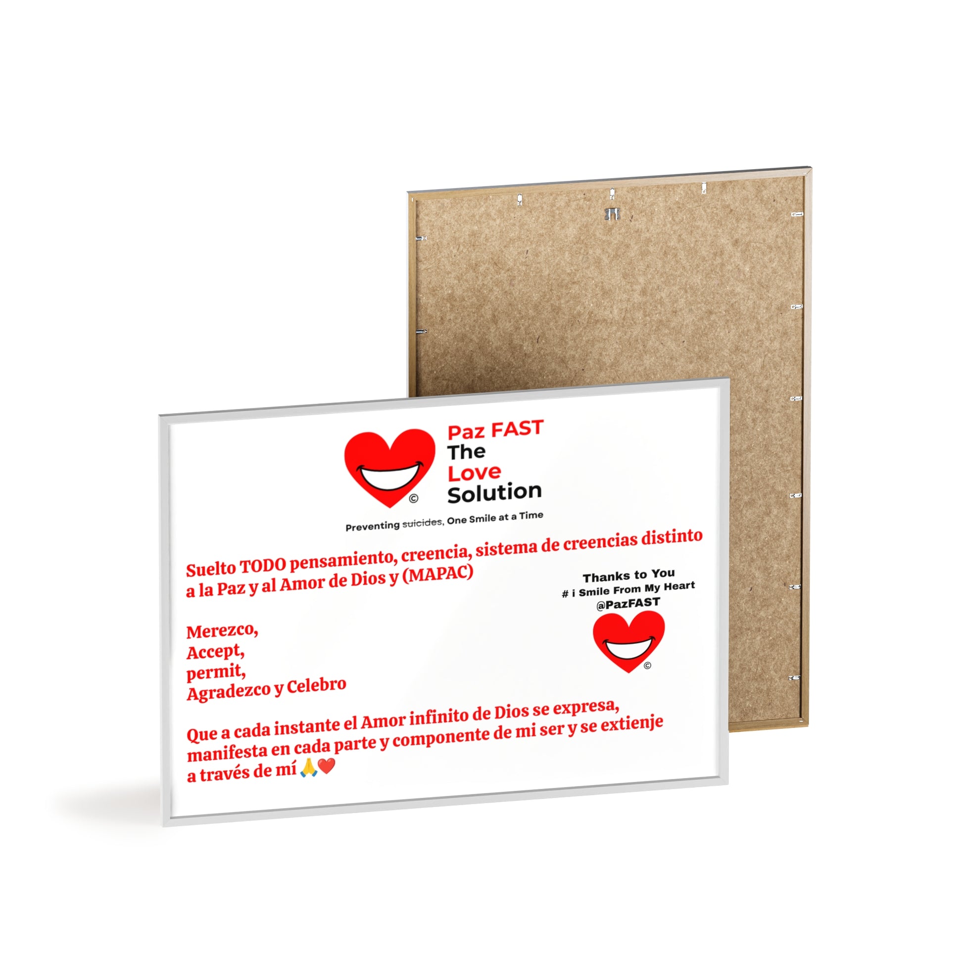 Posters with Wooden Frame | Extend Total *Kindness with "Paz FAST, The Love Solution" - The Love Solution