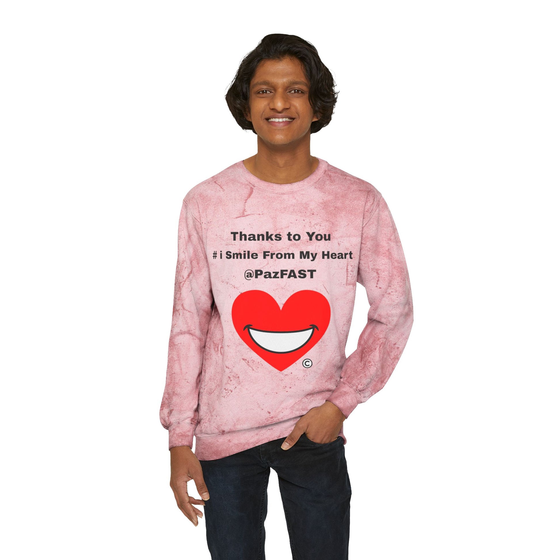 Unisex Color Blast Crewneck Sweatshirt | Extend Total *Kindness with "Paz FAST, The Love Solution" - The Love Solution