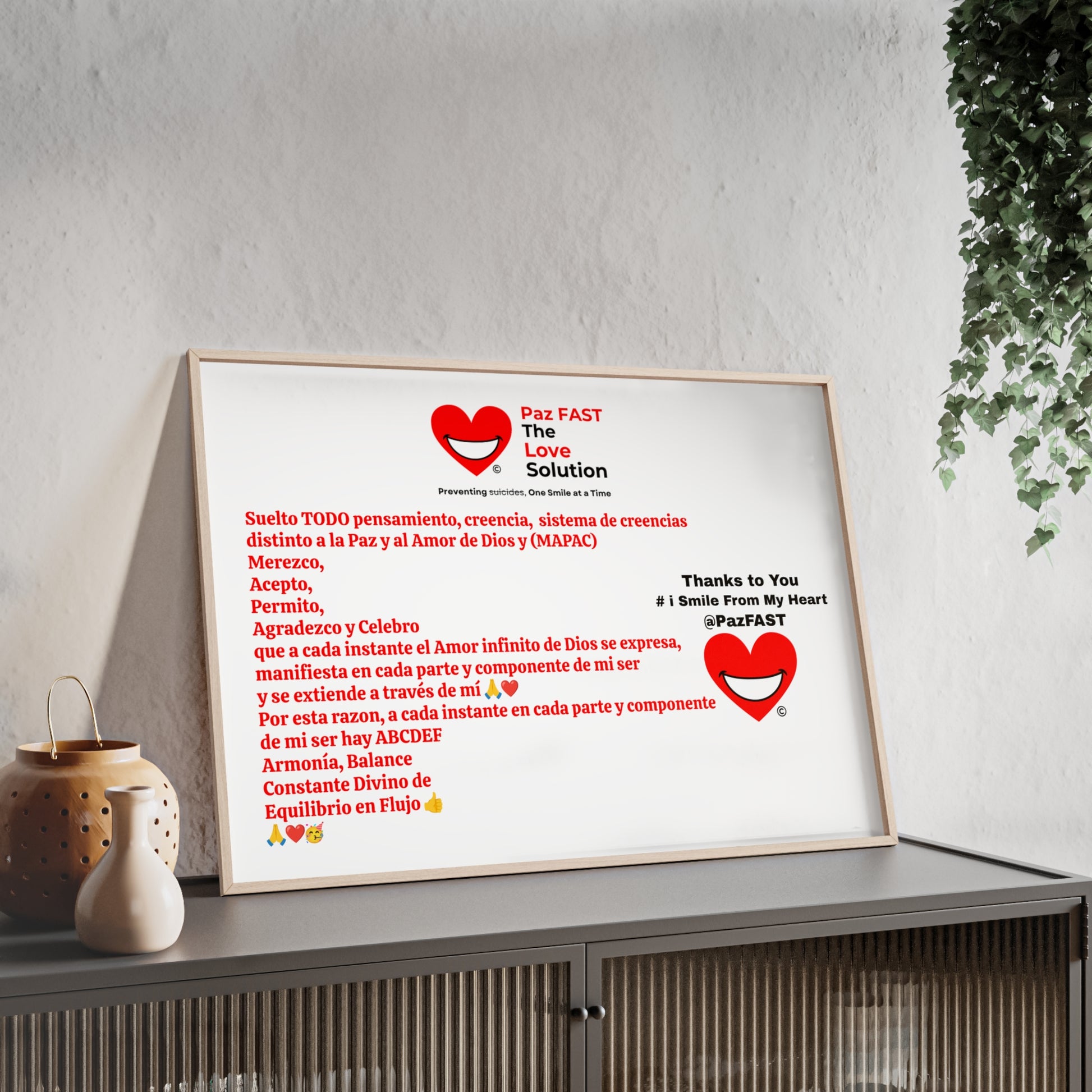 Wooden Frame Posters | Extend Total *Kindness with "Paz FAST, The Love Solution" - The Love Solution