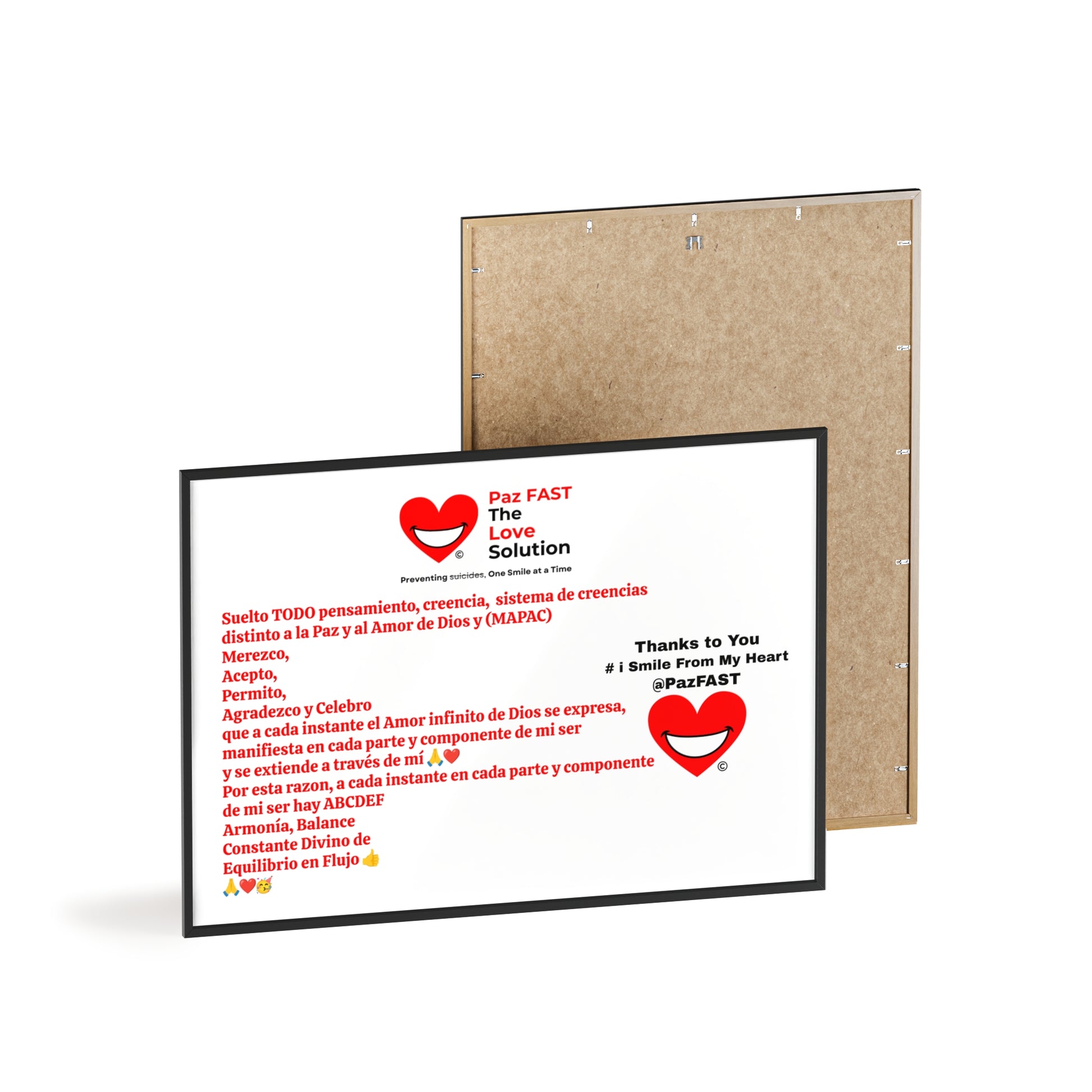 Wooden Frame Posters | Extend Total *Kindness with "Paz FAST, The Love Solution" - The Love Solution