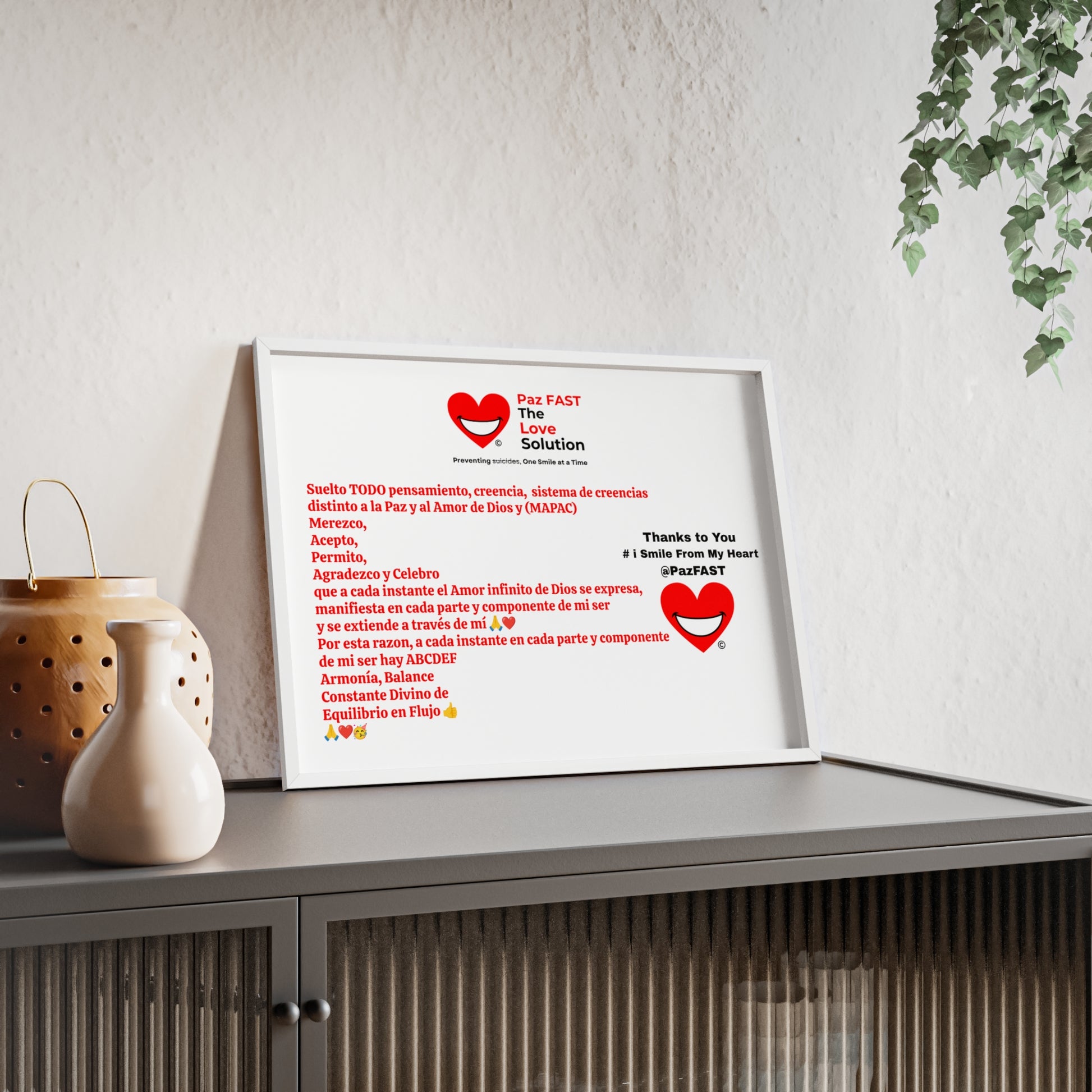 Wooden Frame Posters | Extend Total *Kindness with "Paz FAST, The Love Solution" - The Love Solution