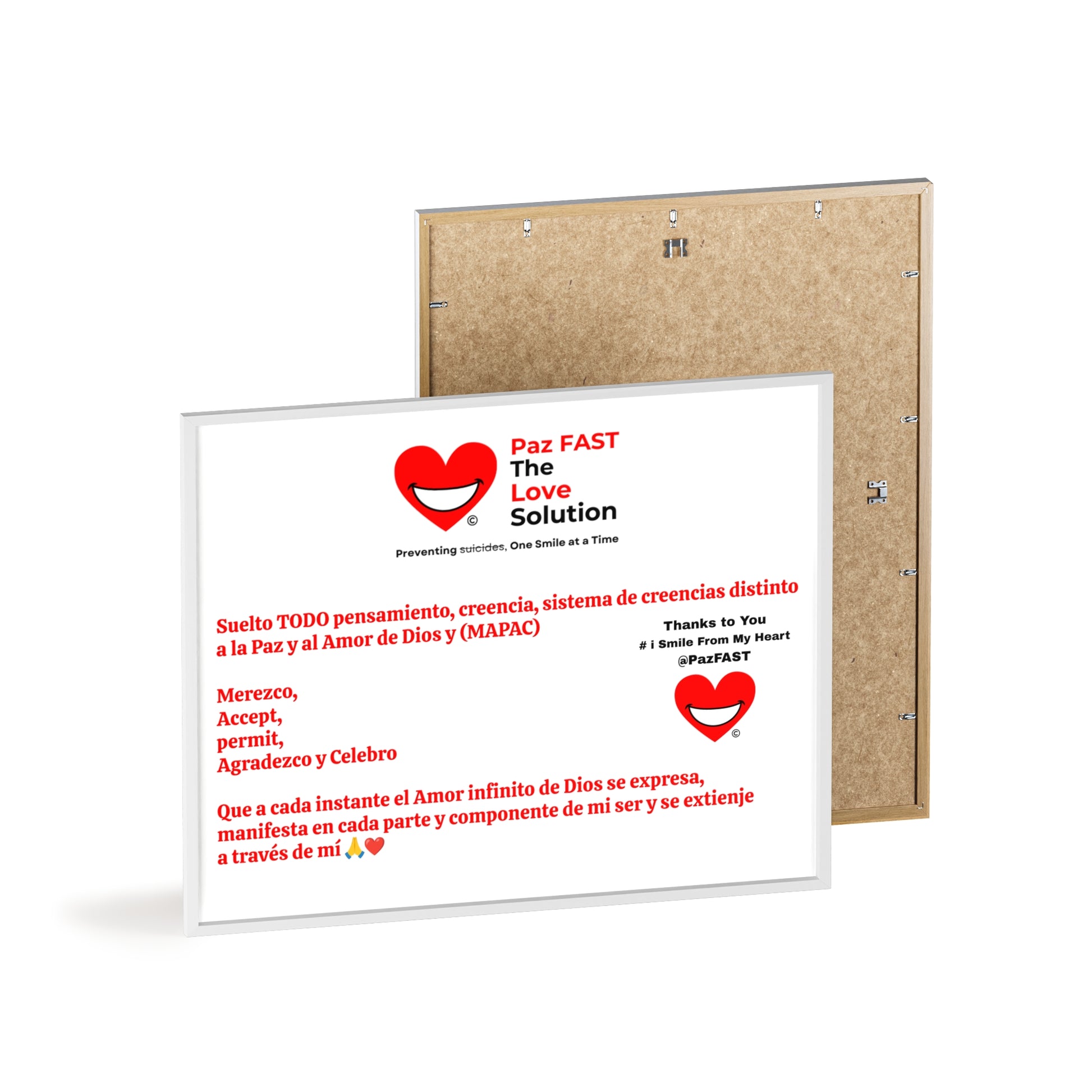 Posters with Wooden Frame | Extend Total *Kindness with "Paz FAST, The Love Solution" - The Love Solution