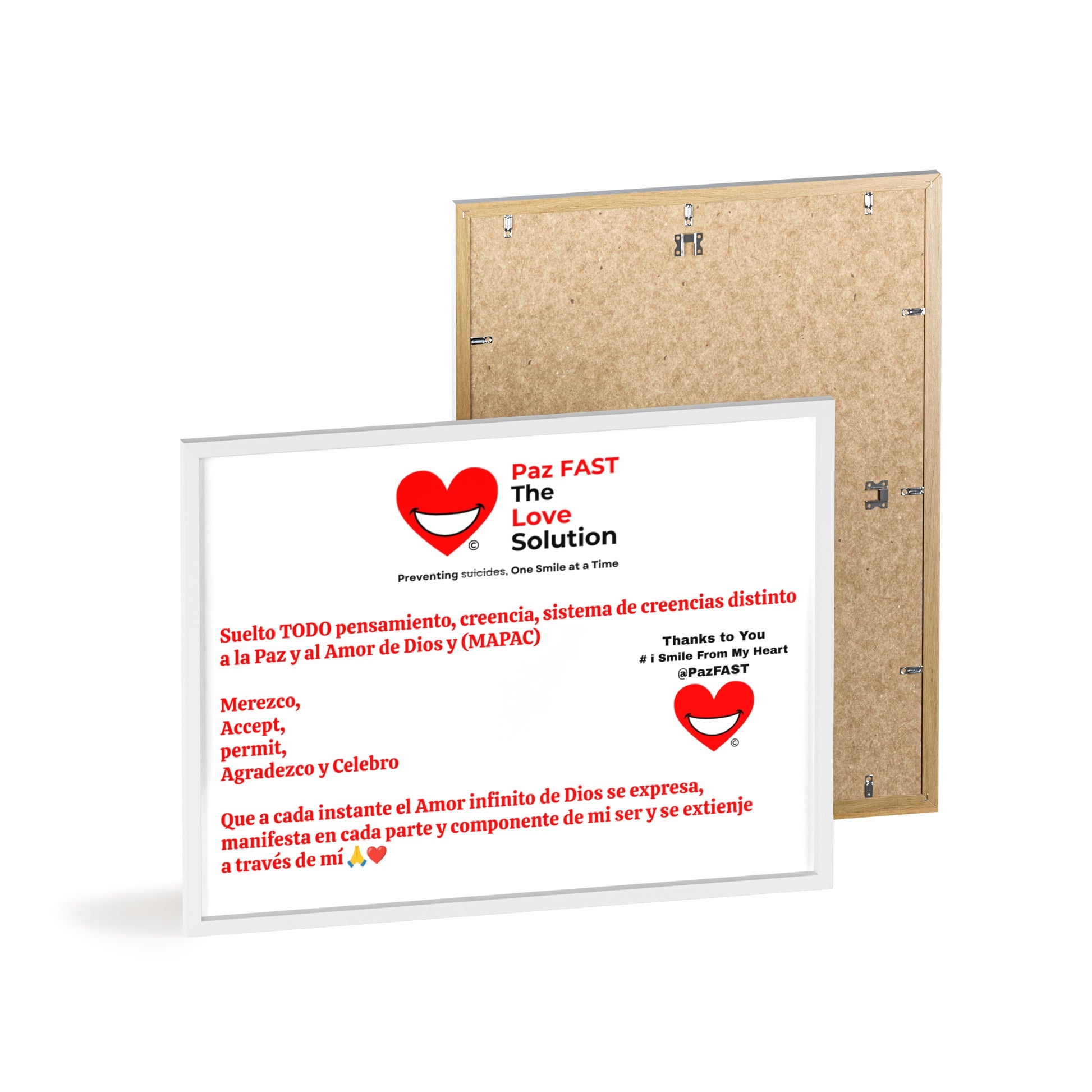 Posters with Wooden Frame | Extend Total *Kindness with "Paz FAST, The Love Solution" - The Love Solution