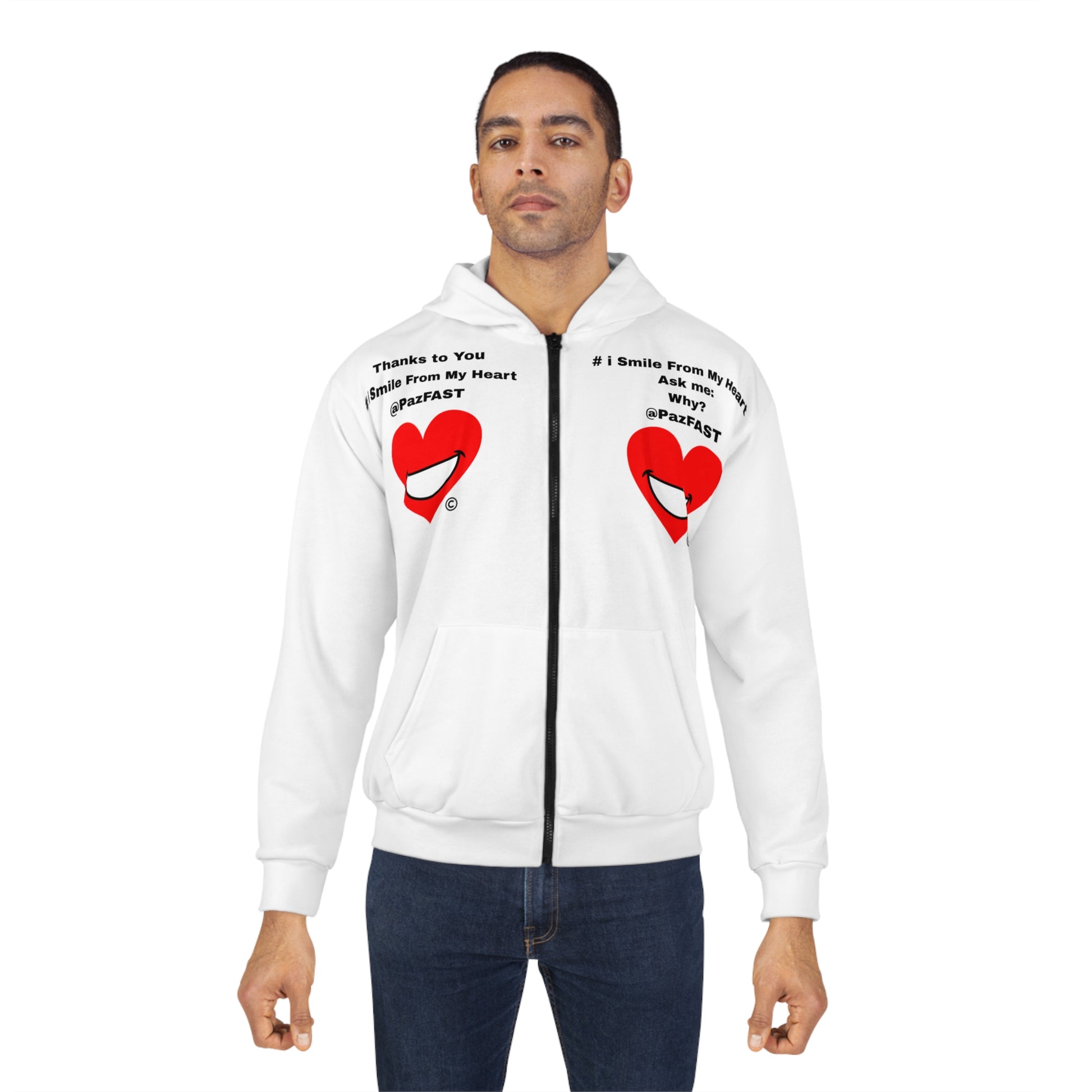 Unisex Zip Hoodie (AOP) | Extend Total *Kindness with "Paz FAST, The Love Solution" - The Love Solution