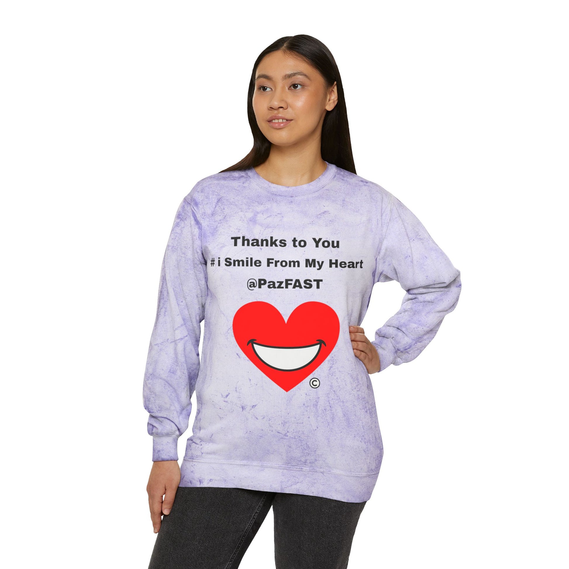 Unisex Color Blast Crewneck Sweatshirt | Extend Total *Kindness with "Paz FAST, The Love Solution" - The Love Solution