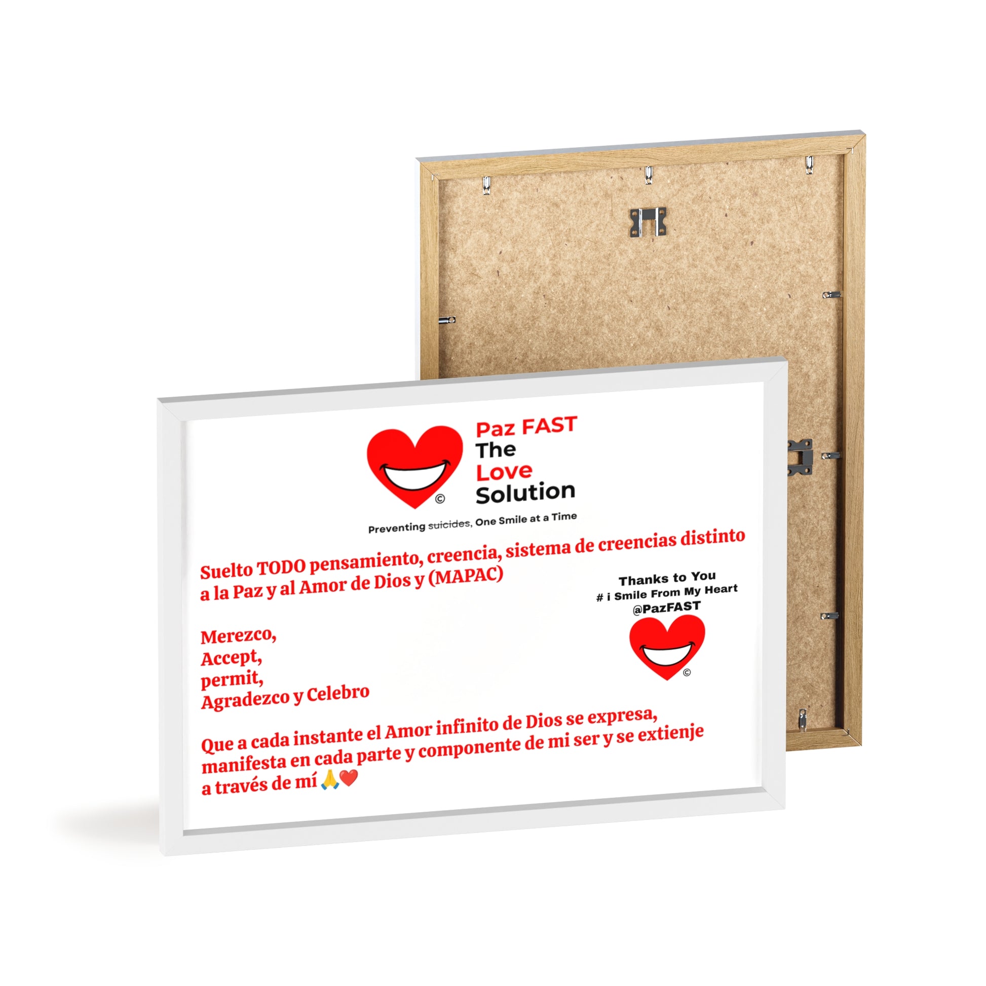 Posters with Wooden Frame | Extend Total *Kindness with "Paz FAST, The Love Solution" - The Love Solution