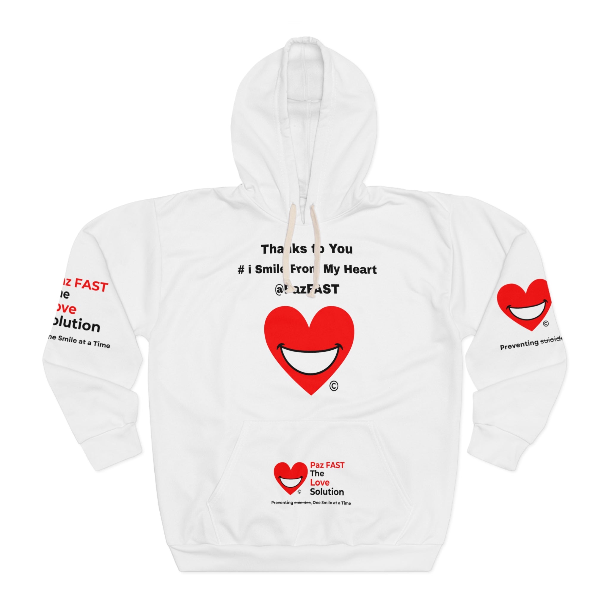 Unisex Pullover Hoodie (AOP) | Extend Total *Kindness with "Paz FAST, The Love Solution" - The Love Solution