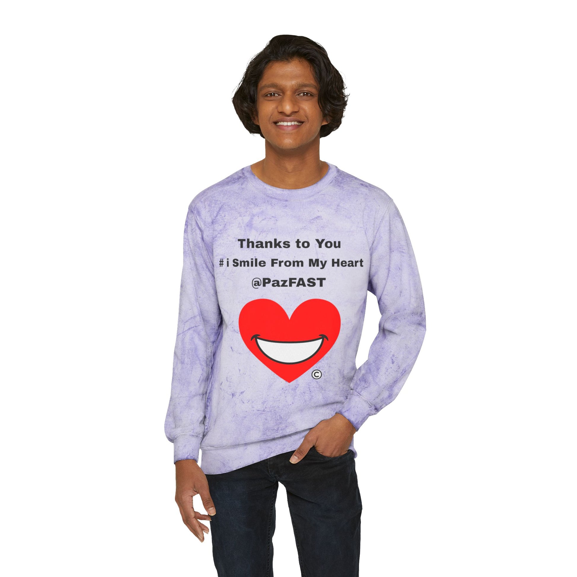 Unisex Color Blast Crewneck Sweatshirt | Extend Total *Kindness with "Paz FAST, The Love Solution" - The Love Solution