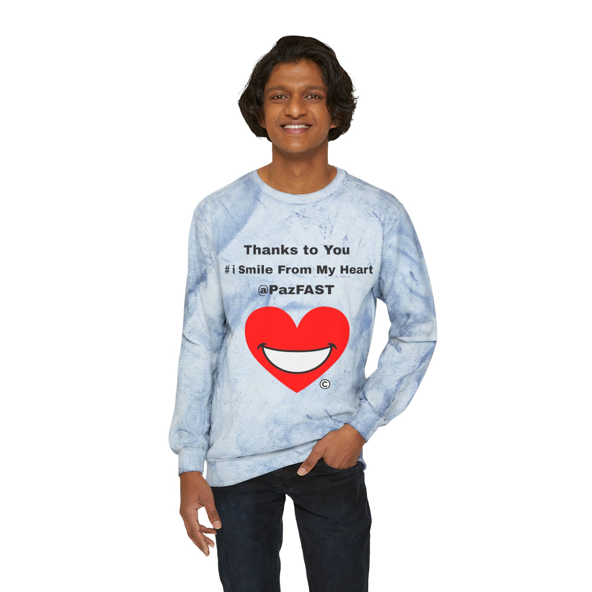 Unisex Color Blast Crewneck Sweatshirt | Extend Total *Kindness with "Paz FAST, The Love Solution" - The Love Solution