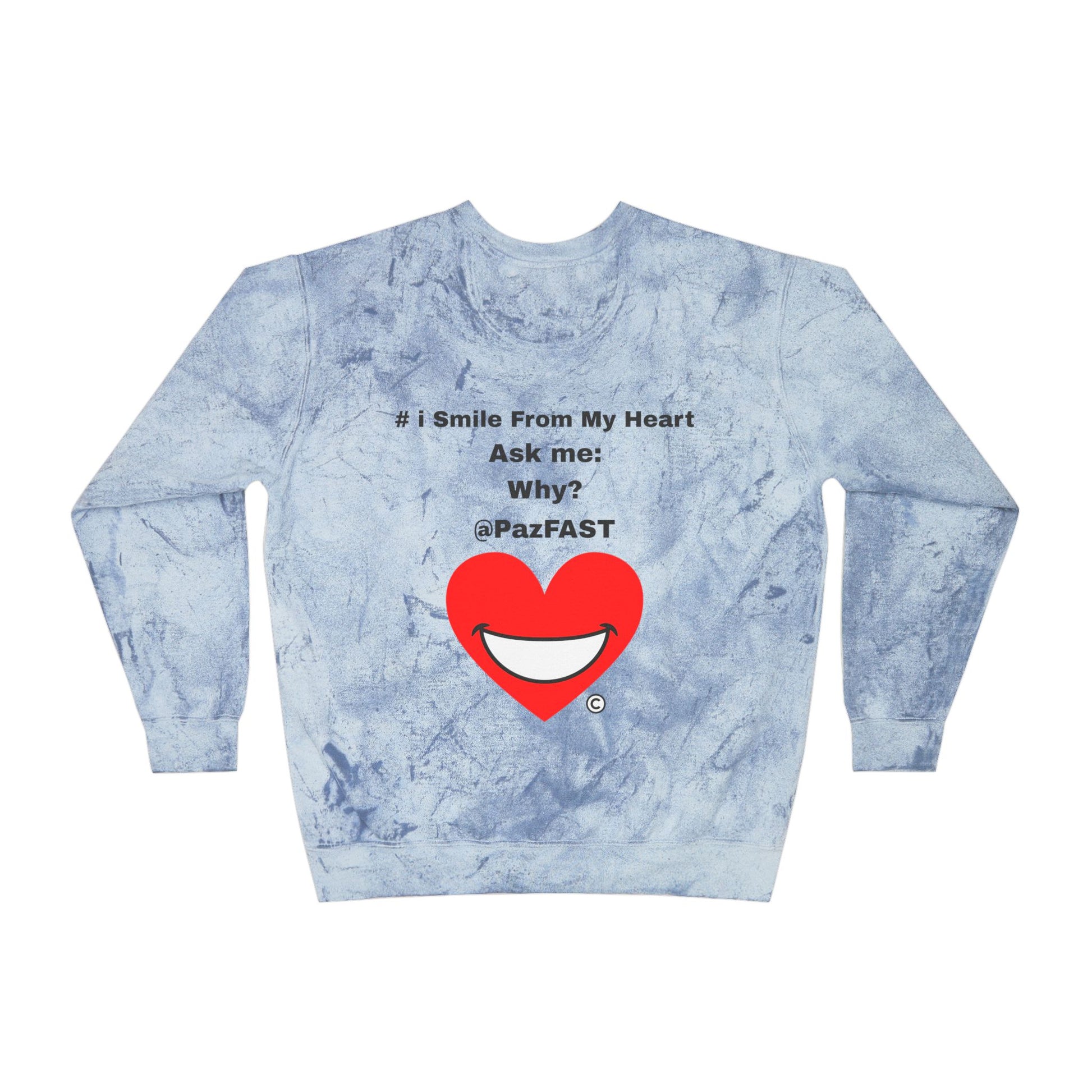 Unisex Color Blast Crewneck Sweatshirt | Extend Total *Kindness with "Paz FAST, The Love Solution" - The Love Solution