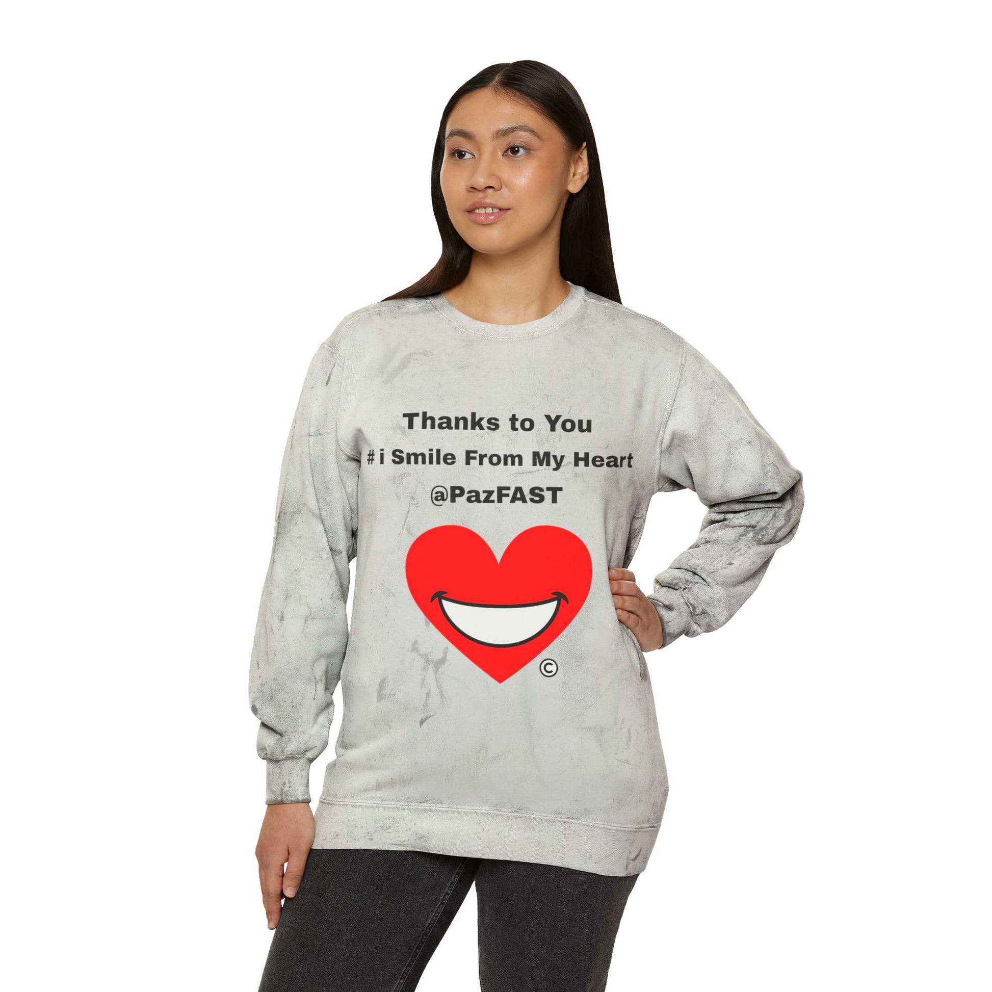 Unisex Color Blast Crewneck Sweatshirt | Extend Total *Kindness with "Paz FAST, The Love Solution" - The Love Solution