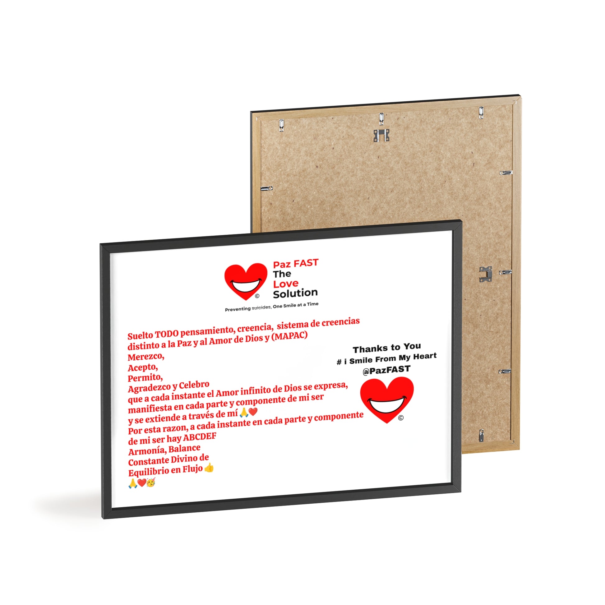 Wooden Frame Posters | Extend Total *Kindness with "Paz FAST, The Love Solution" - The Love Solution