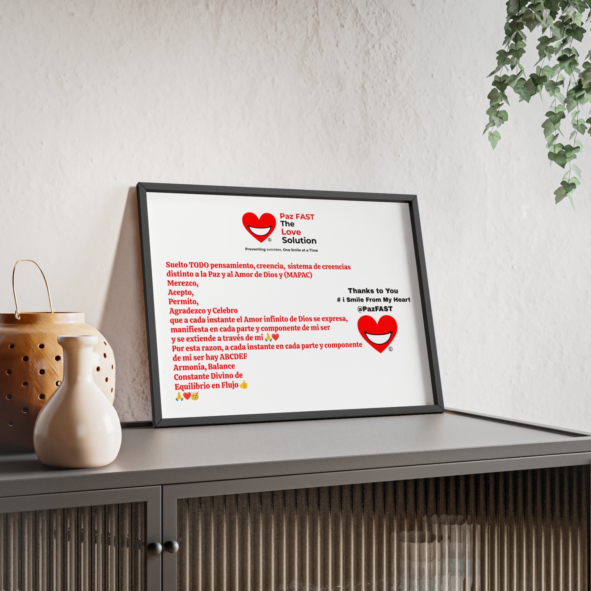 Wooden Frame Posters | Extend Total *Kindness with "Paz FAST, The Love Solution" - The Love Solution