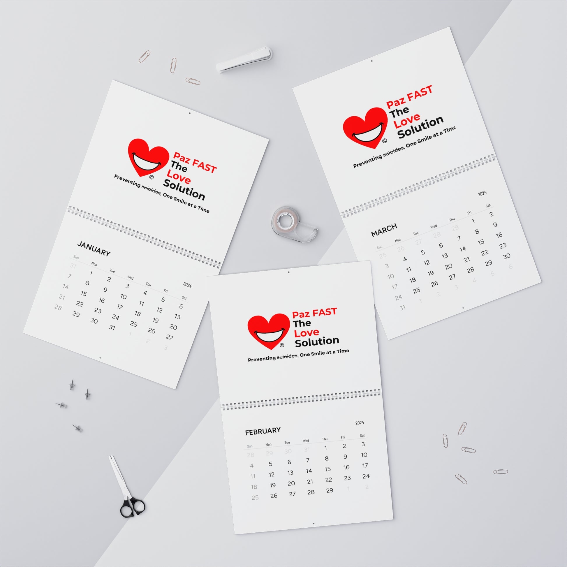 Wall Calendars (2024) | Extend Total *Kindness with "Paz FAST, The Love Solution" - The Love Solution