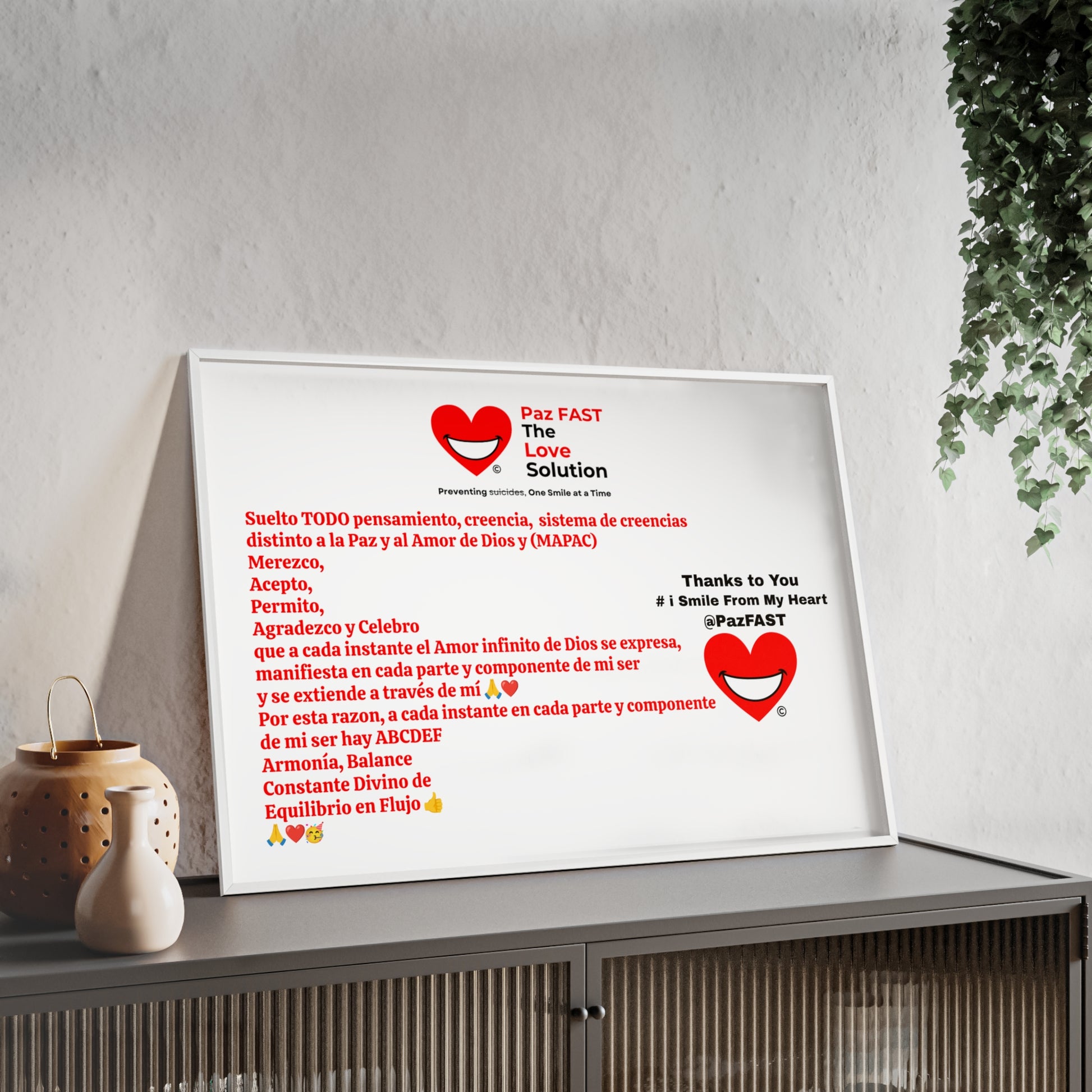 Wooden Frame Posters | Extend Total *Kindness with "Paz FAST, The Love Solution" - The Love Solution