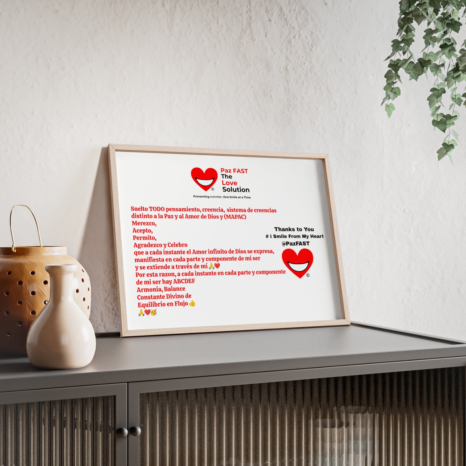 Wooden Frame Posters | Extend Total *Kindness with "Paz FAST, The Love Solution" - The Love Solution