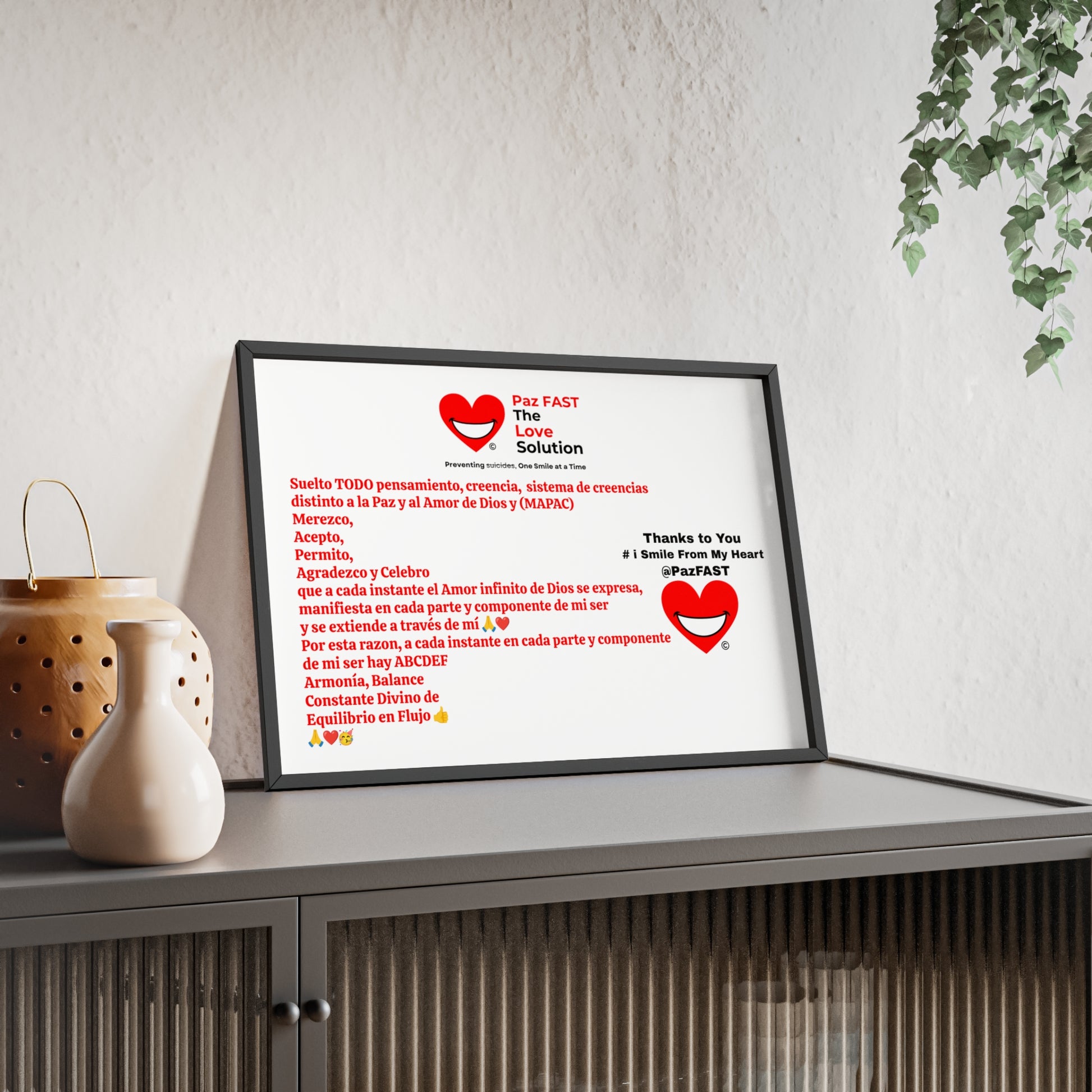 Wooden Frame Posters | Extend Total *Kindness with "Paz FAST, The Love Solution" - The Love Solution