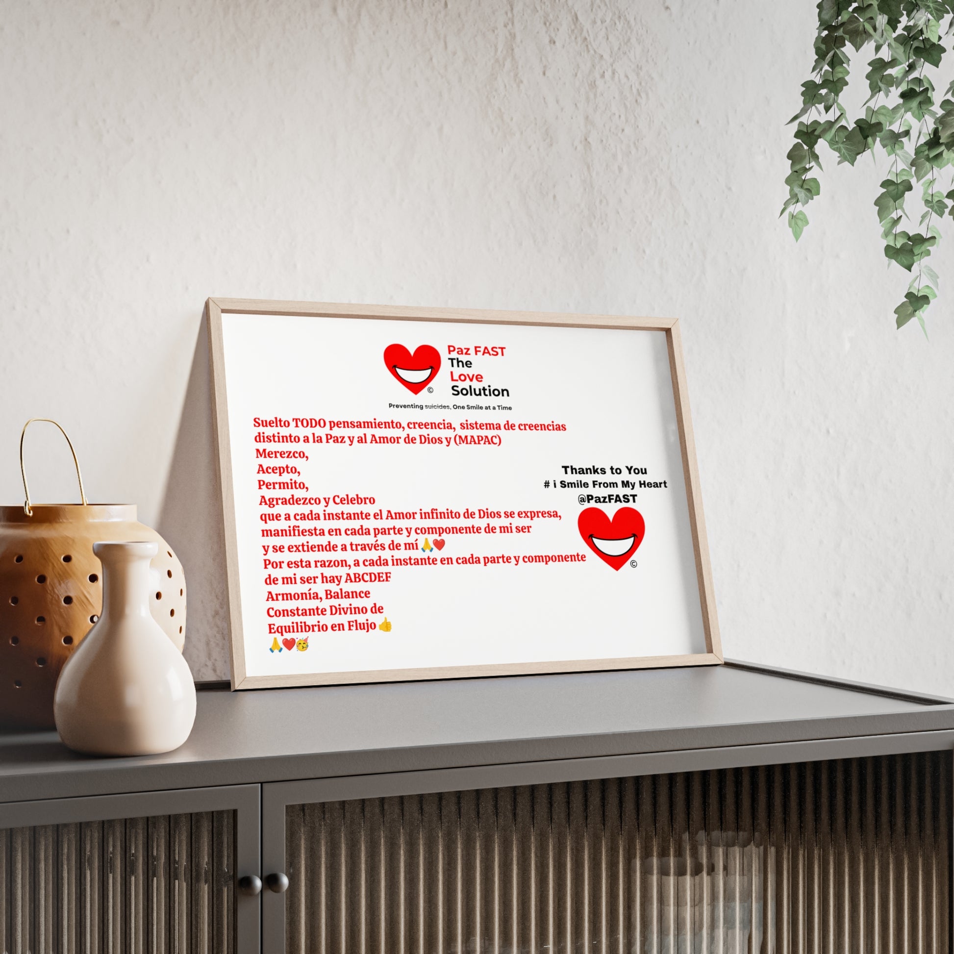 Wooden Frame Posters | Extend Total *Kindness with "Paz FAST, The Love Solution" - The Love Solution