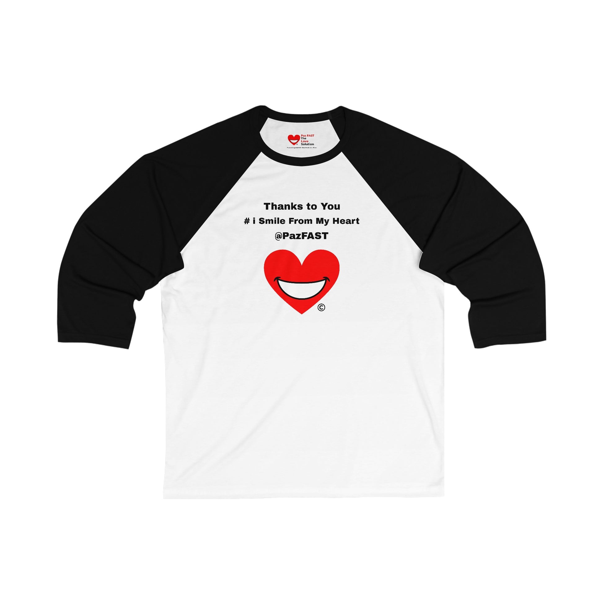 Unisex 3\4 Sleeve Baseball Tee | Extend Total *Kindness with "Paz FAST, The Love Solution" - The Love Solution