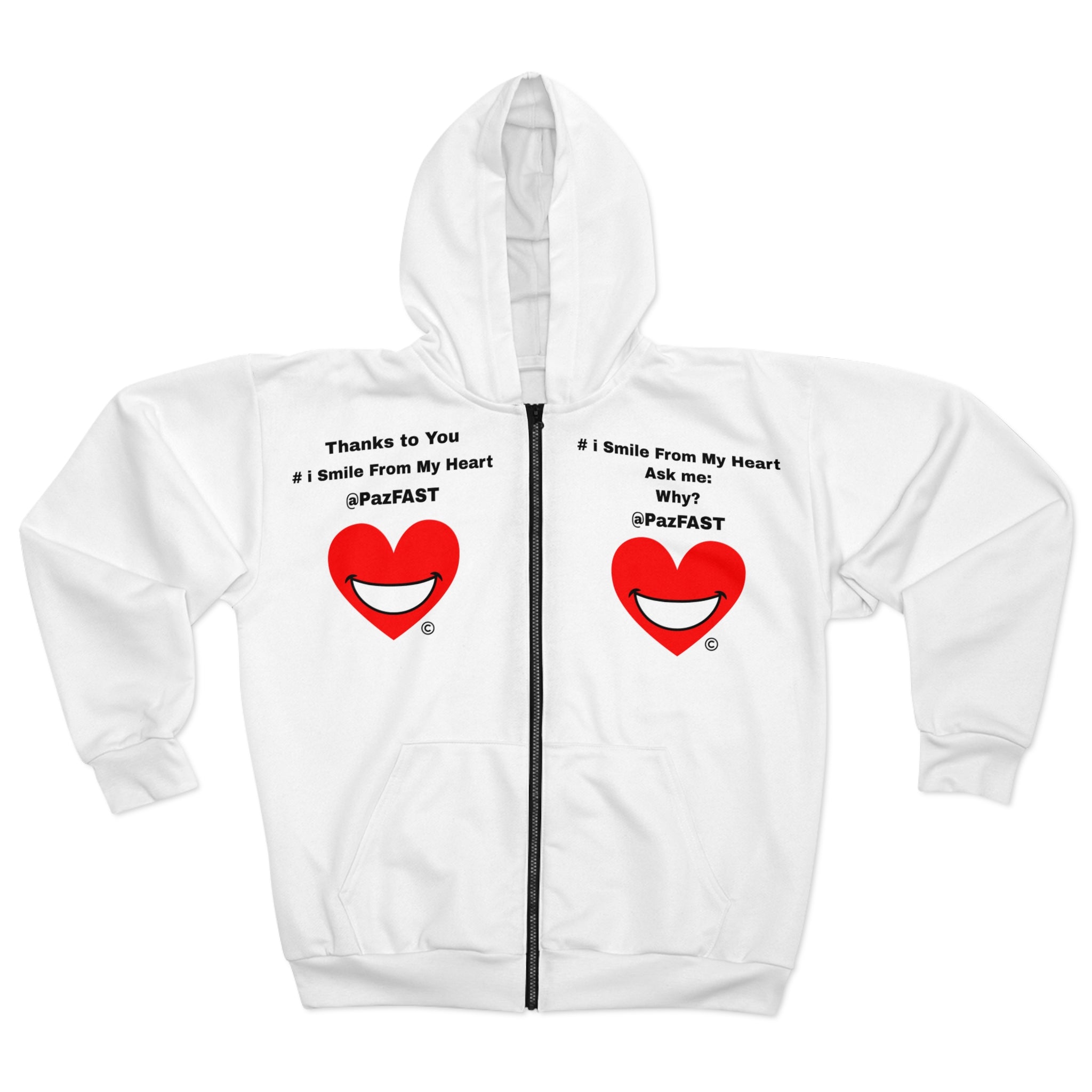 Unisex Zip Hoodie (AOP) | Extend Total *Kindness with "Paz FAST, The Love Solution" - The Love Solution