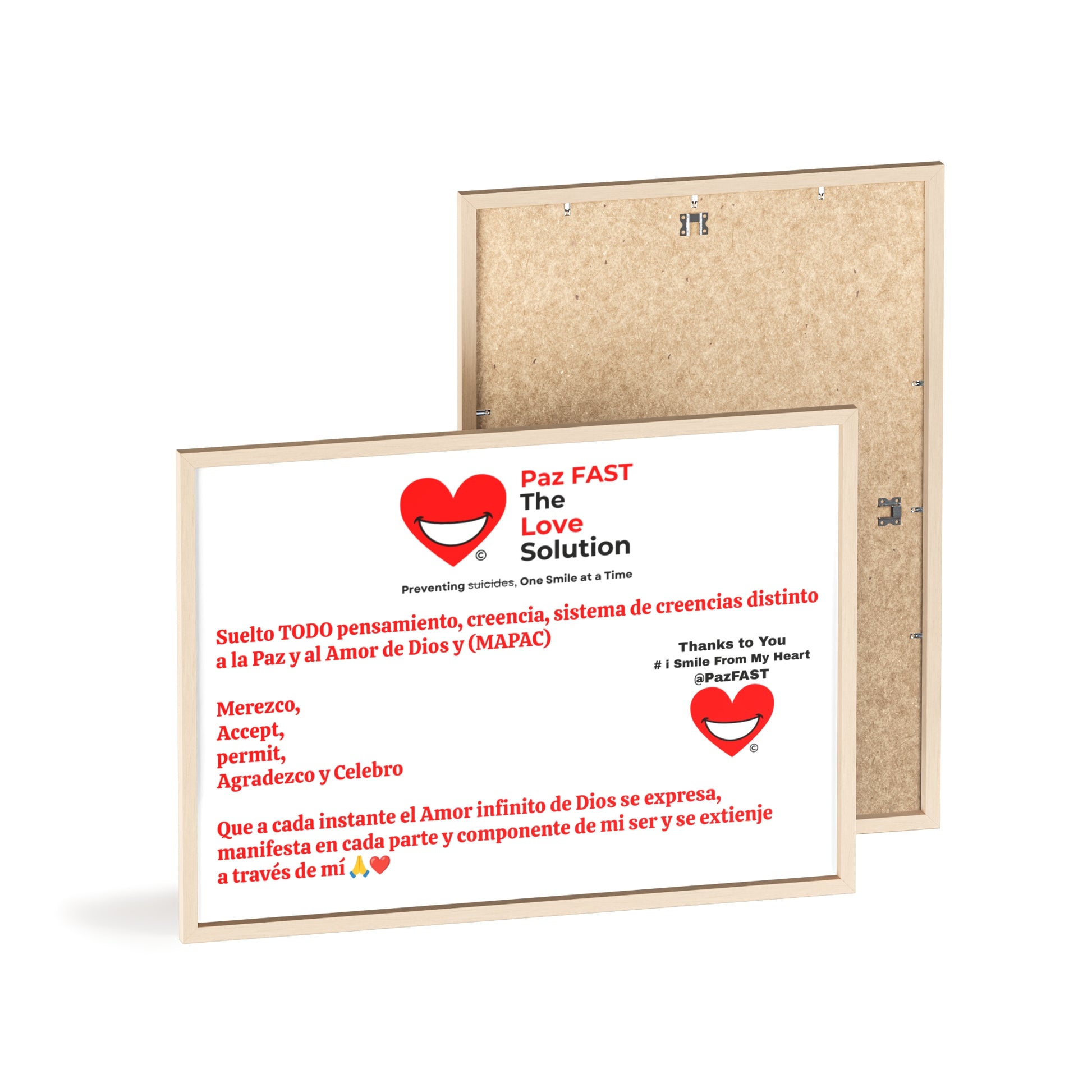 Posters with Wooden Frame | Extend Total *Kindness with "Paz FAST, The Love Solution" - The Love Solution