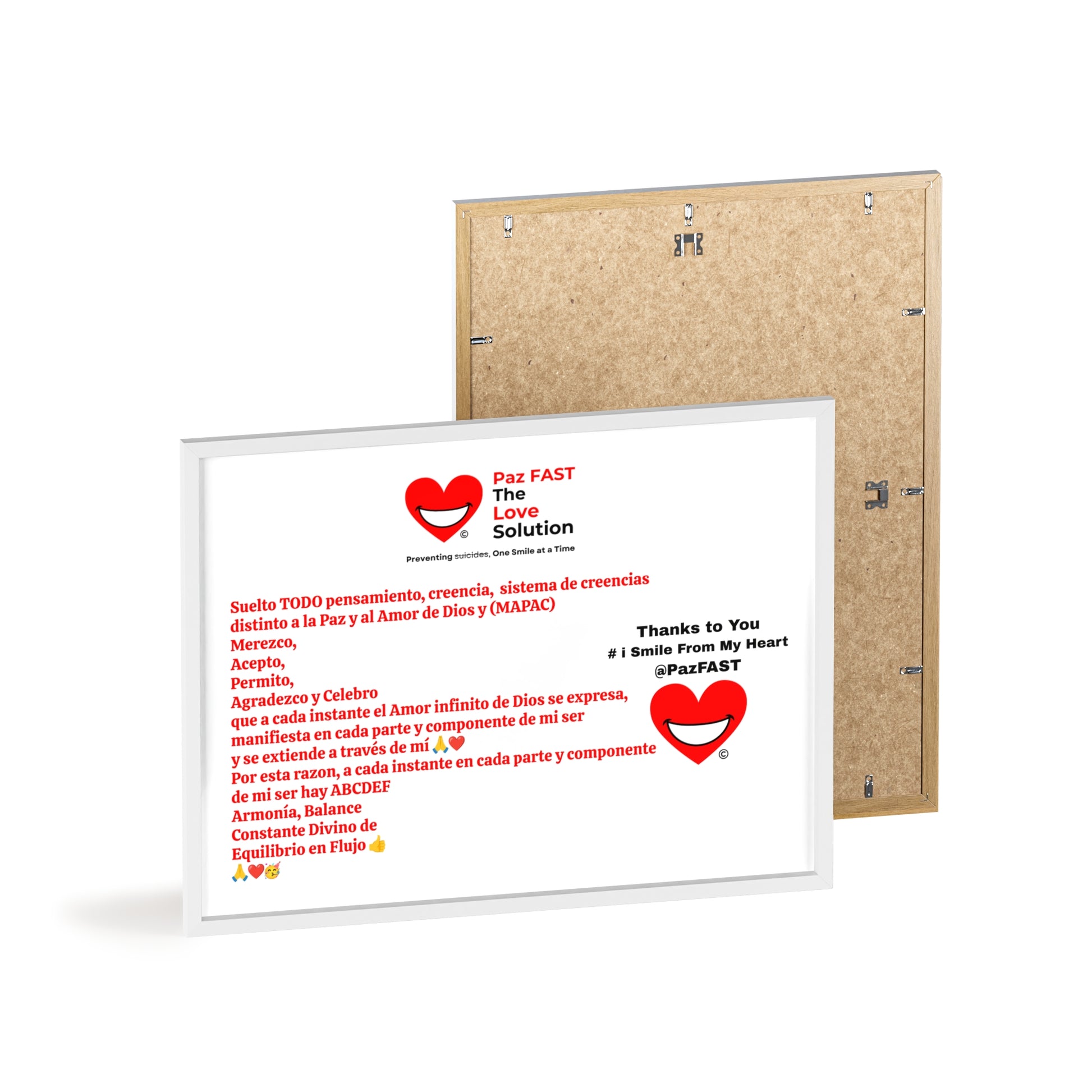 Wooden Frame Posters | Extend Total *Kindness with "Paz FAST, The Love Solution" - The Love Solution